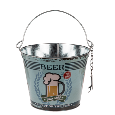 Metal Beer Bucket with Bottle Opener, Vintage