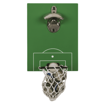 Metal bottle opener, Football pitch with goal,