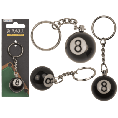 Metal key chain, Pool Ball Black 8,