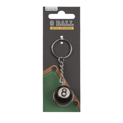 Metal key chain, Pool Ball Black 8,