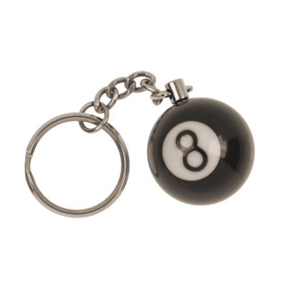 Metal key chain, Pool Ball Black 8,