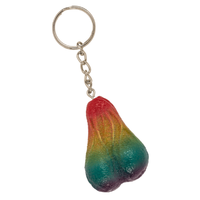 Metal key chain, Rainbow Testicle,