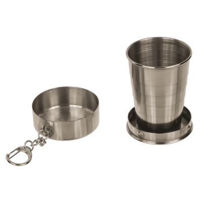 Metal keychain, foldable shot glass,