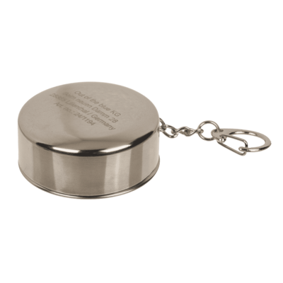 Metal keychain, foldable shot glass,