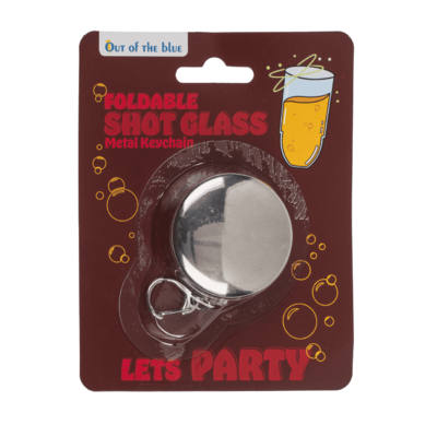 Metal keychain, foldable shot glass,