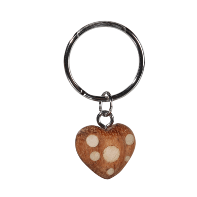 Metal keychain, Natural wood Mini Hearts,