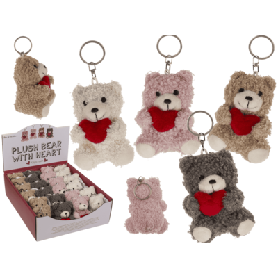 Metal keychain, Plush Bear with Heart,