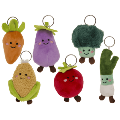 Metal keychain, plush vegetable,