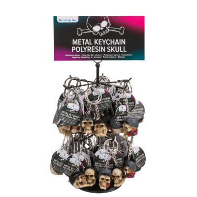 Metal keychain, Polyresin Skull,