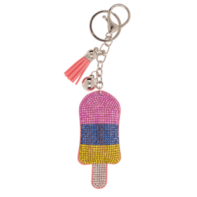 Metal Keychain, Tropical Sequins,