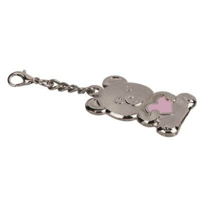 Metal keyring, bear with red heart