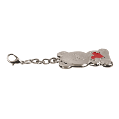 Metal keyring, bear with red heart