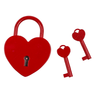 Metal padlock with 2 keys, Heart,