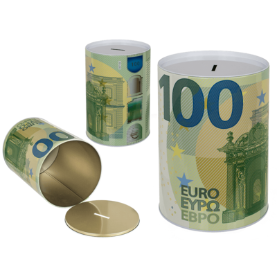 Metal savings bank, XXL 100 Euro Note,