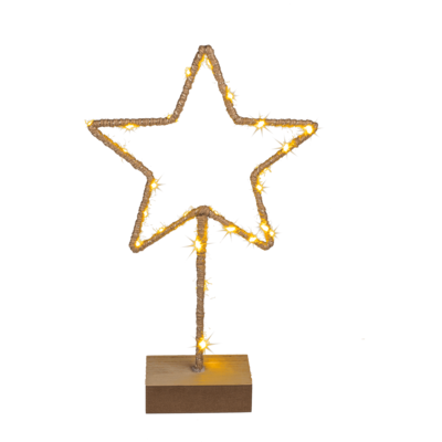 Metal-star with Jute decoration & LED,