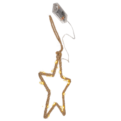 Metal star with jute decoration & LED,