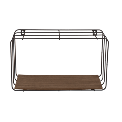 Metal wall shelf, with wooden base, Set of 3,