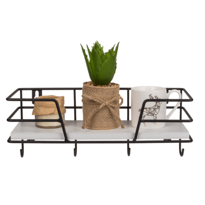 Metal/Wooden all shelf with 4 hooks,