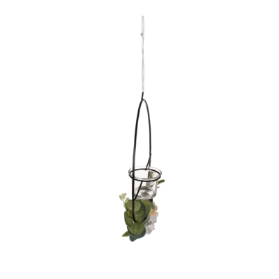 Metall-Kranz mit Blumendeko & Teelichthalter,