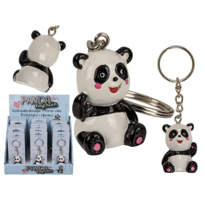 Metall-Schlüsselanhänger, Panda, ca. 4 cm,