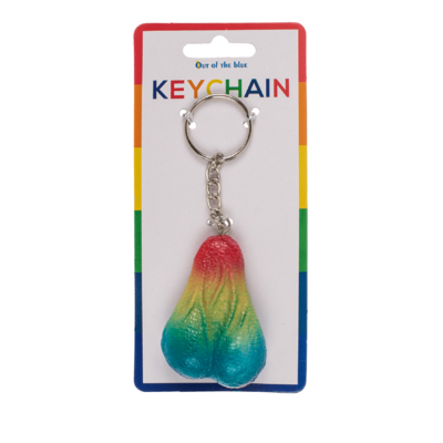 Metall-Schlüsselanhänger, Regenbogen-Testikel,