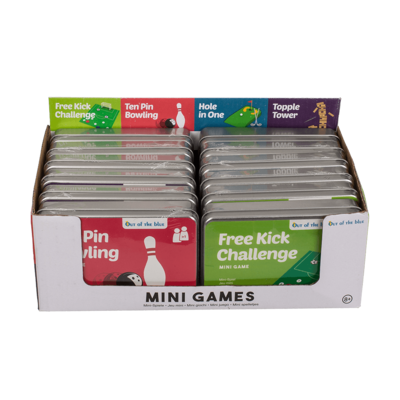 Mini games in tin, ca. 12 x 8 cm,