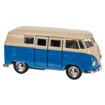 Out of the blue O.B. 56/0041 VW Bus T1 1963, Modellauto mit Rückziehmotor,  12 cm aus Kunststoff mit Metall, Farbe: gelb