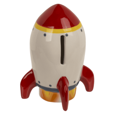 Money box, Rocket, 12.5 x 7 cm, ceramic,