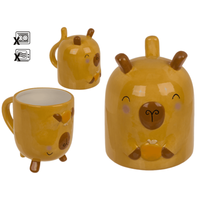 Mug, Capybara, à l'envers, 12 x 14 cm,