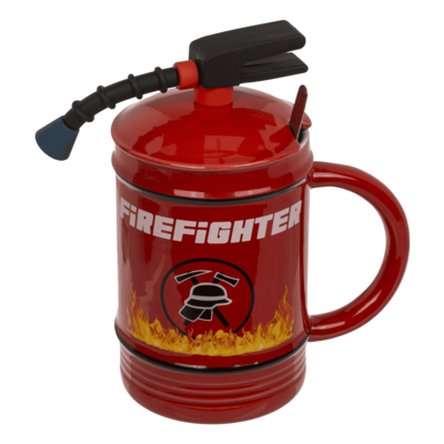 Mug, Fire Fighter, Ceramic, with lid and spoon,