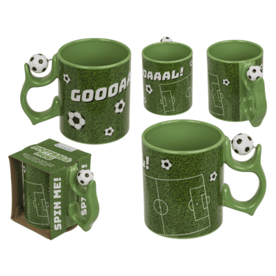 Mug, football, with spinner handle,