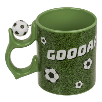 Mug, football, with spinner handle,