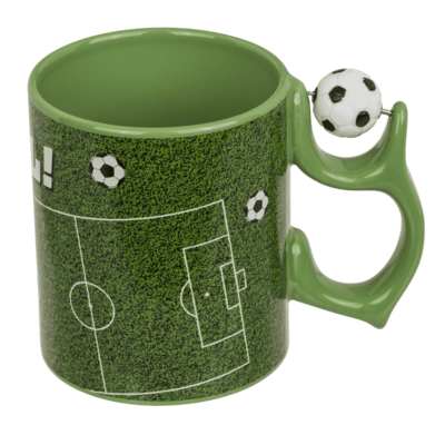 Mug, football, with spinner handle,