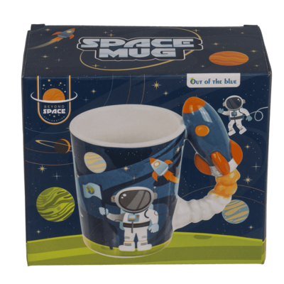 Mug with rocket handle, Space, 13 x 13,5 cm,