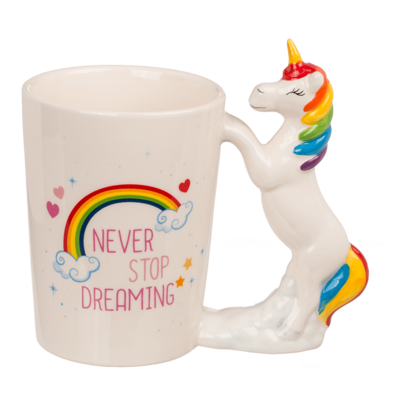 Mug with unicorn figurine handle,