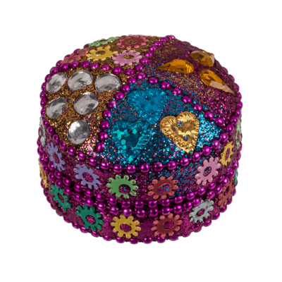Multi coloured jewelry box with oriental design,