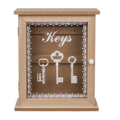 Natural coloured wooden key box, Keys,