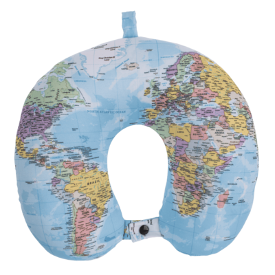 Neck cushion with micro pellet filling, World Map,