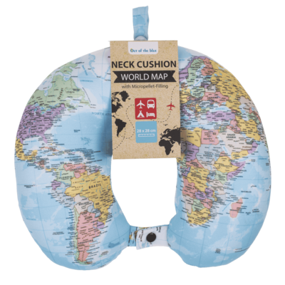 Neck cushion with micro pellet filling, World Map,