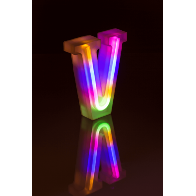 Neon-Leuchtbuchstabe, V, Höhe:16 cm,