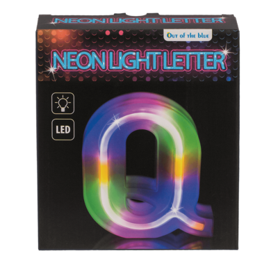 Neon Light Letter, Q, Height: 16 cm, for