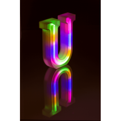 Neon Light Letter, U, Height: 16 cm, for