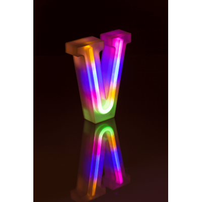 Neon Light Letter; V, Height: 16 cm, for