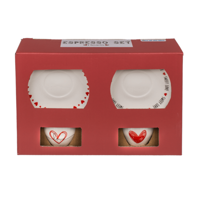 New Bone China Espresso set,Hearts, for 2, 4 pcs