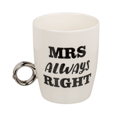 New bone China-mug, Mr Right & Mrs Always Right