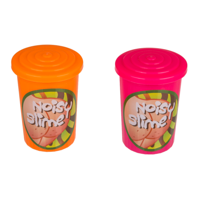 Noisy slime in plastic tin,