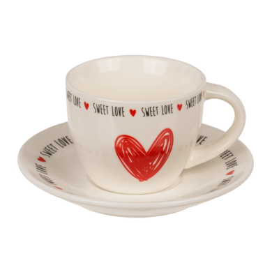 Nuovo set da caffè espresso in Bone China, cuore