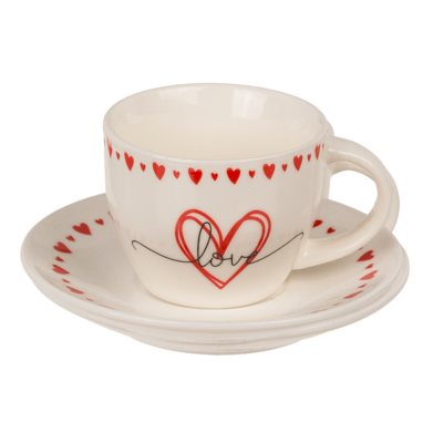 Nuovo set da caffè espresso in Bone China, cuore