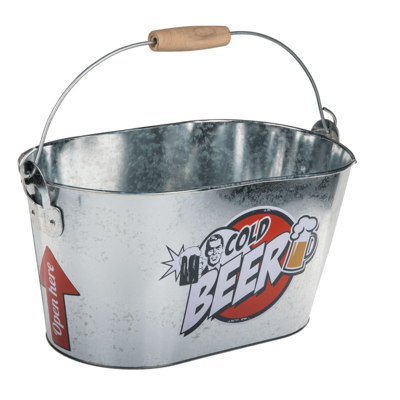 Oval metal bucket, Cold Beer,