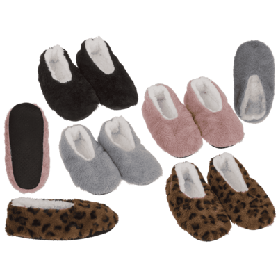 Pantuflas de peluche con piel sintética